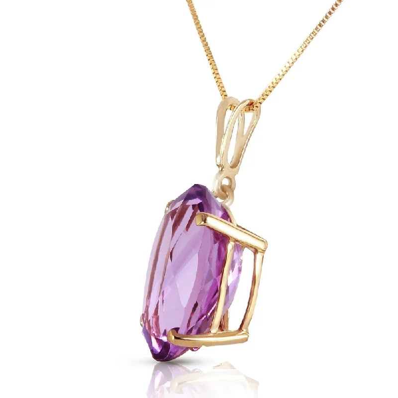 Sleek gold necklaces-7.55 Carat 14K Solid Gold Necklace Oval Purple Amethyst