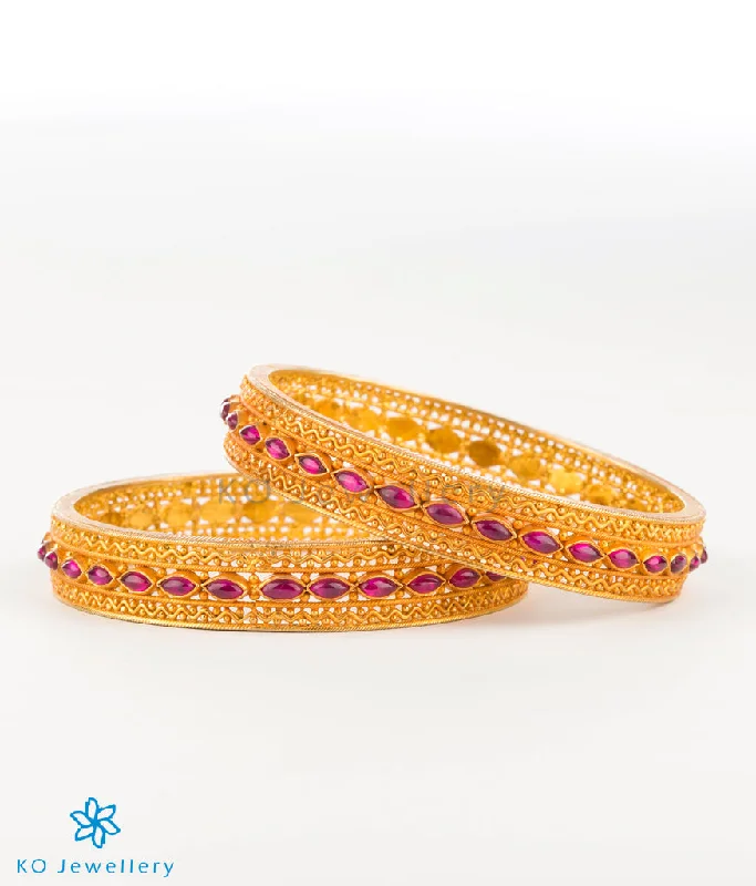 Wide chain bangles-The Damya Silver Kempu Bangle (Size 2.2/2.4/2.6/2.8)