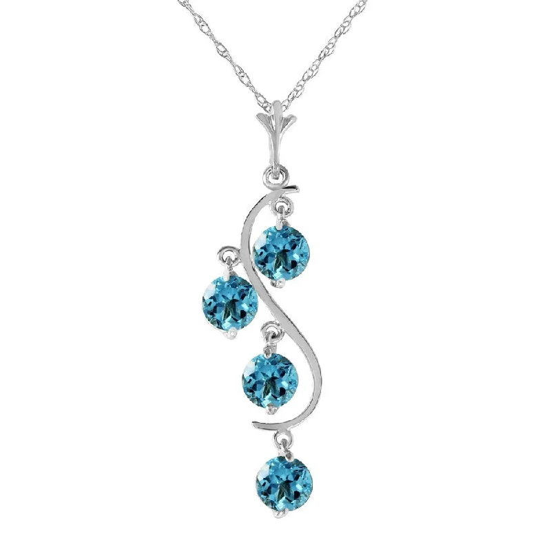 Vine braid necklaces-2.25 Carat 14K White Gold Move The Earth Blue Topaz Necklace