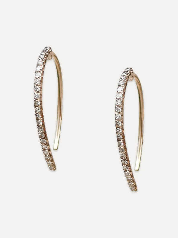 High gloss earrings-14K Diamond Wishbone Earrings