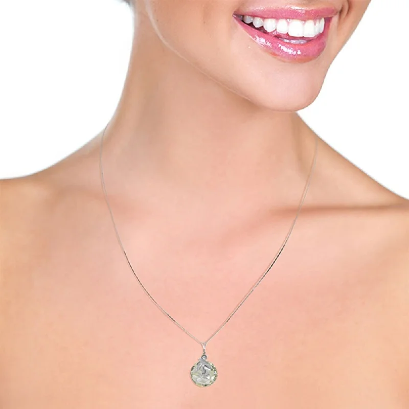 Oval stone necklaces-5.32 Carat 14K Solid White Gold Necklace Natural Green Amethyst Diamond