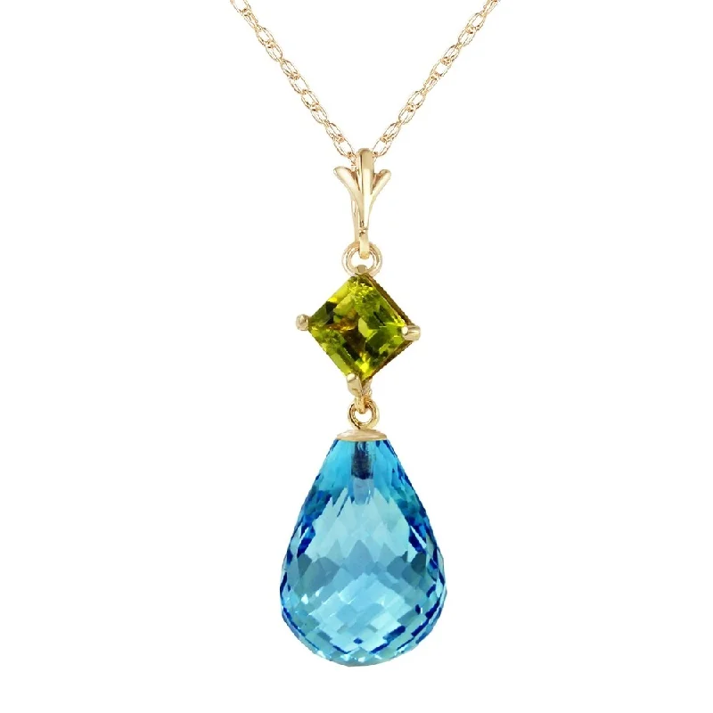 Sapphire stone necklaces-5.5 Carat 14K Solid Gold My Life Is You Peridot Blue Topaz Necklace