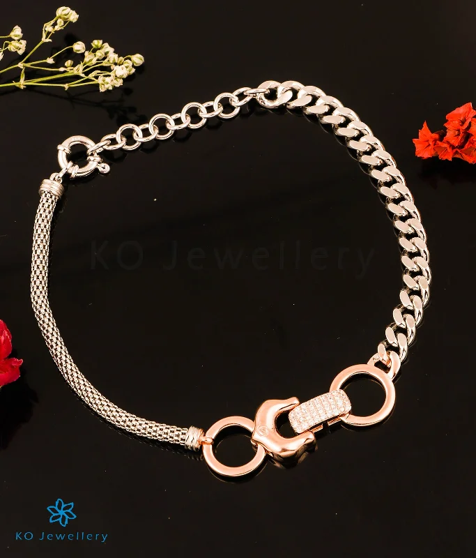 Stone cluster bangles-The Twotone Silver Rose-gold Bracelet