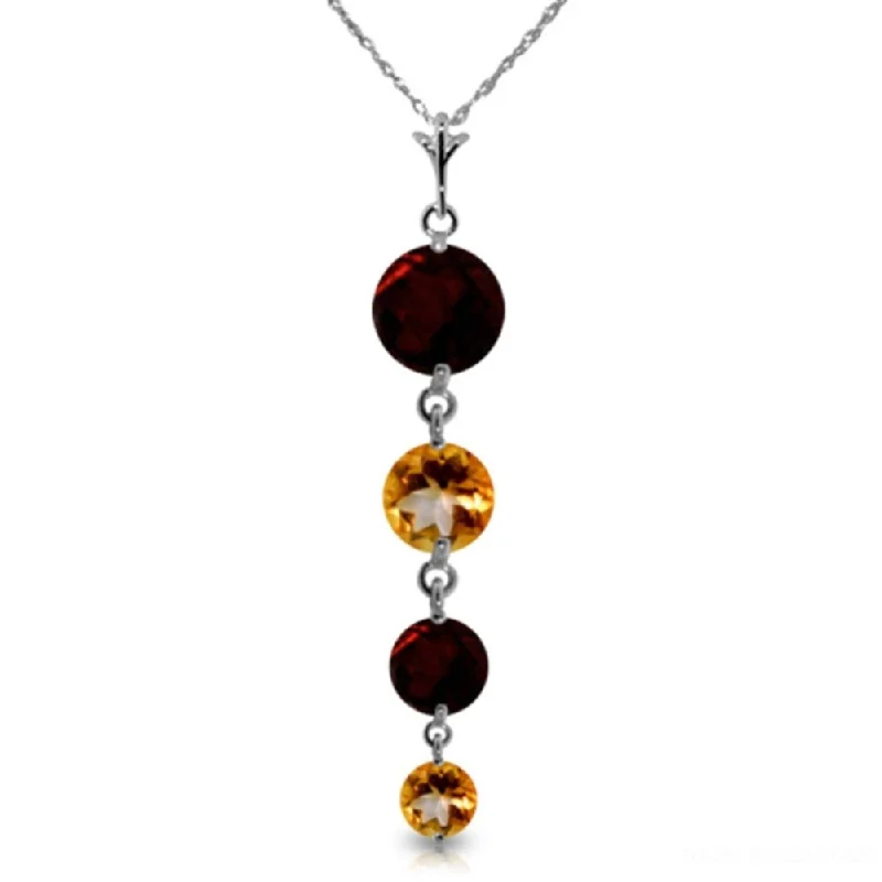 Crystal-twisted necklaces-3.9 Carat 14K White Gold Necklace Natural Garnet Citrine