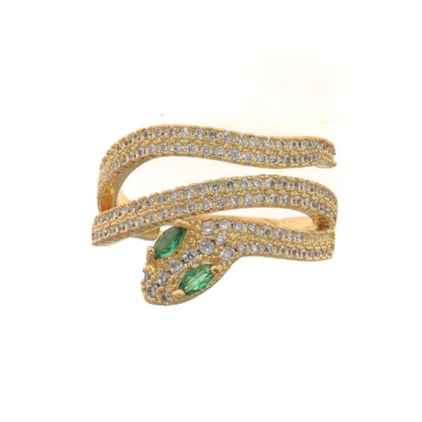 Plaited design rings-Emerald Serpent Ring