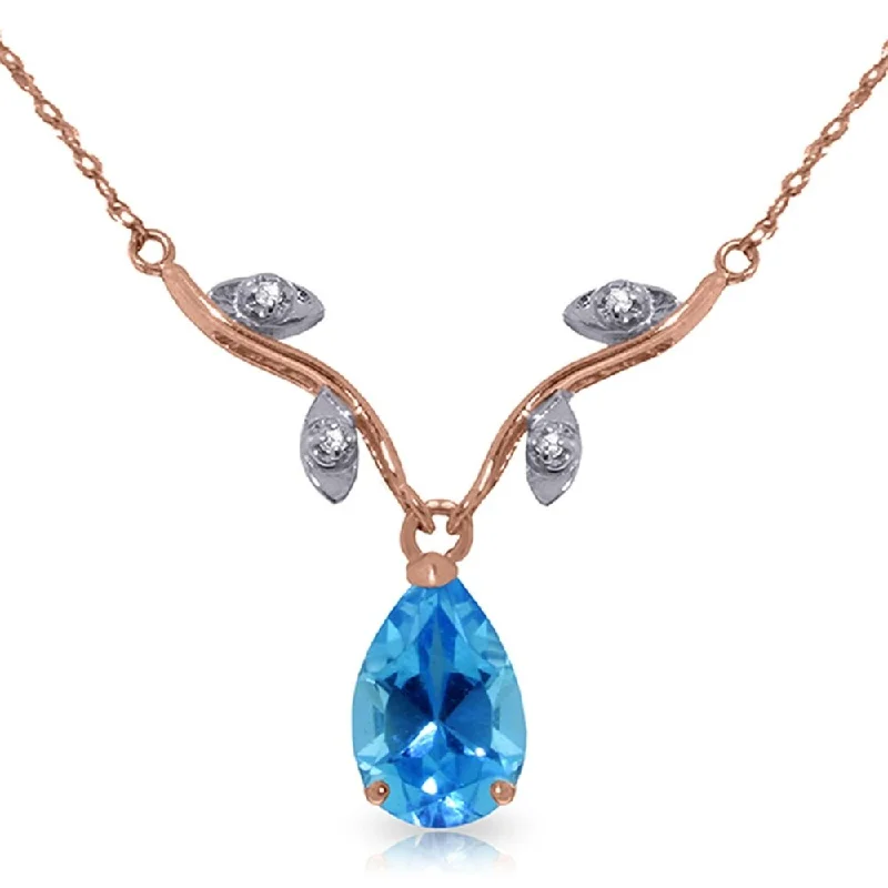 Retro photo necklaces-1.52 Carat 14K Rose Gold New Romance Blue Topaz Necklace