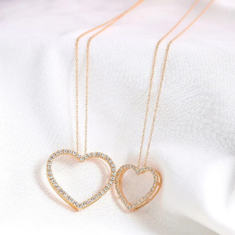 Fairy wing necklaces-1/6ct - 1/2ct TDW Diamond Open Heart Necklace in 14k Gold by De Couer