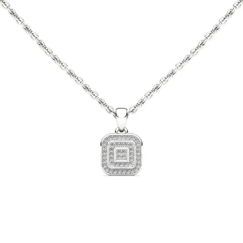 Topaz stone necklaces-De Couer IGI Certified 10k White Gold 1/10ct TDW Diamond Halo Necklace - White H-I