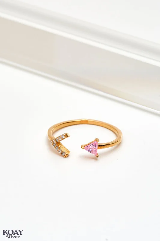 Flat band rings-Arrow Zircon Rose Ring