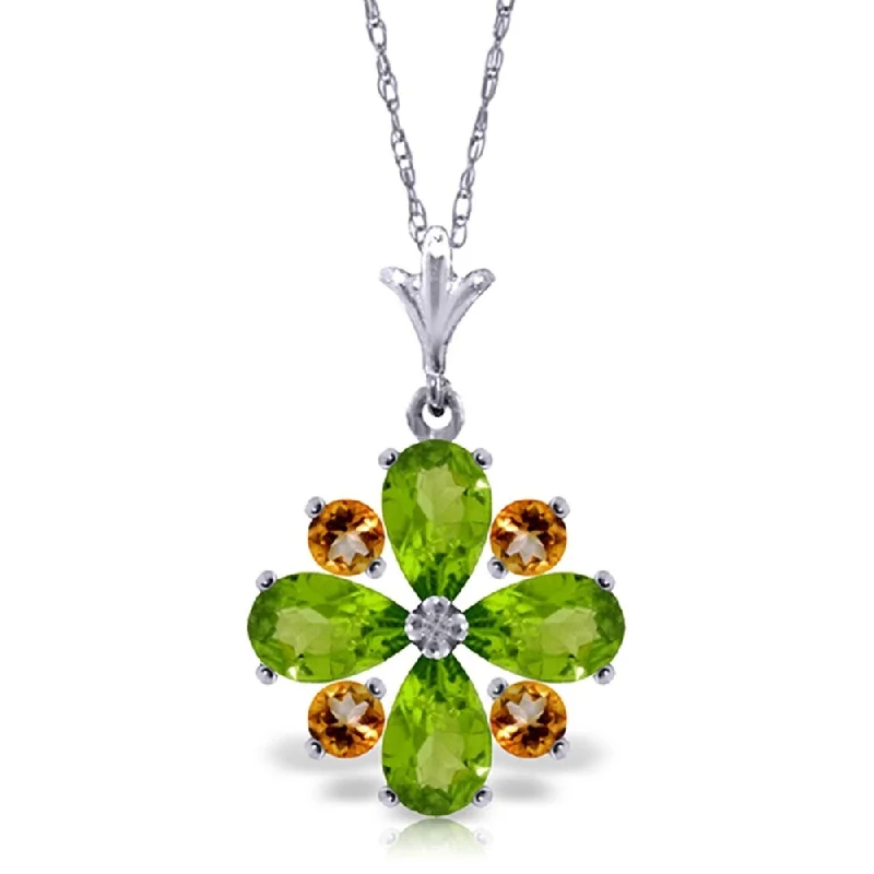 Sapphire stone necklaces-2.43 Carat 14K White Gold Exhiliration Peridot Citrine Necklace