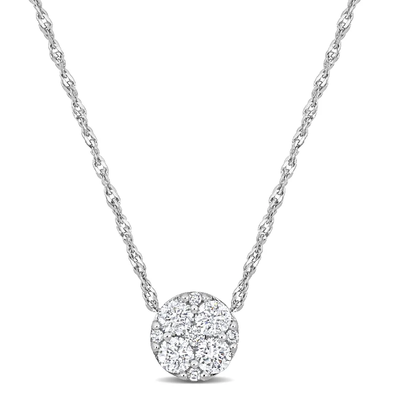 Minimal gem necklaces-Miadora 1/3ct TDW Diamond Cluster Station Necklace in 10k White Gold