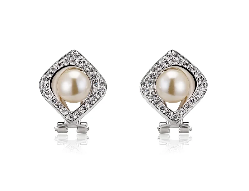 Smooth drop earrings-Estelle freshwater Pearl Square Shape Earrings