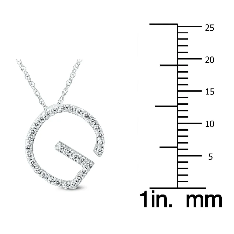 Faith charm necklaces-Marquee 1/5 Carat TW G Initial Diamond Pendant Necklace in 10K White Gold with Adjustable Chain