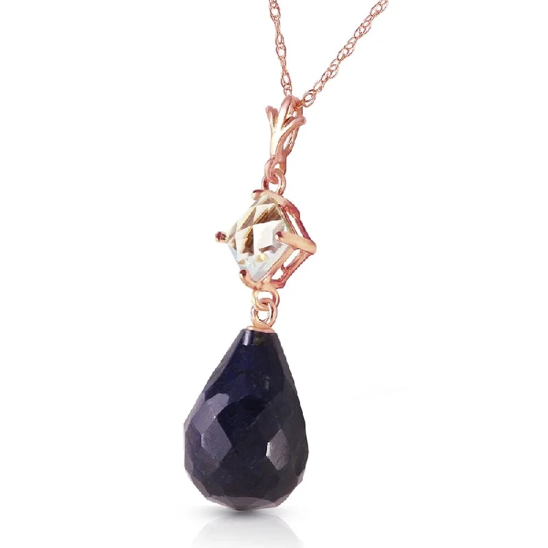 Trio birthstone necklaces-14K Solid Rose Gold Necklace with Rose Topaz & Sapphire