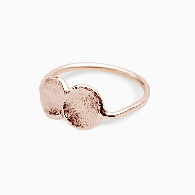 Sculpted gem rings-Double Impression Ring | Rose Gold