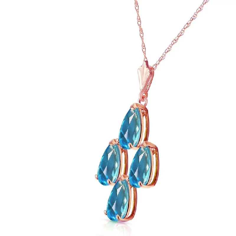 Elastic thread necklaces-1.5 CTW 14K Solid Rose Gold Pyramid Blue Topaz Necklace