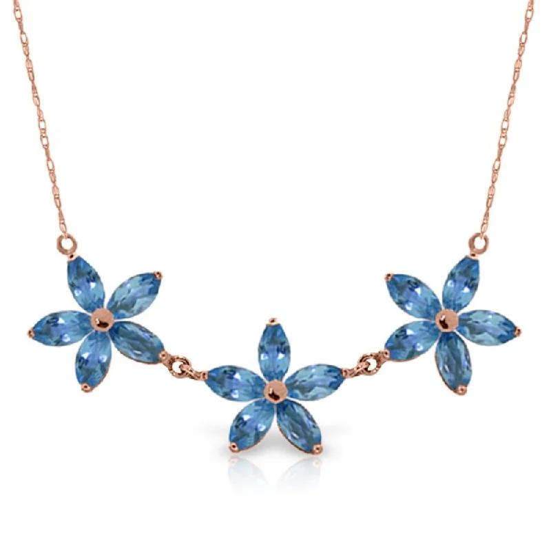 Fairy wing necklaces-14K Solid Rose Gold Necklace with Natural Blue Topaz