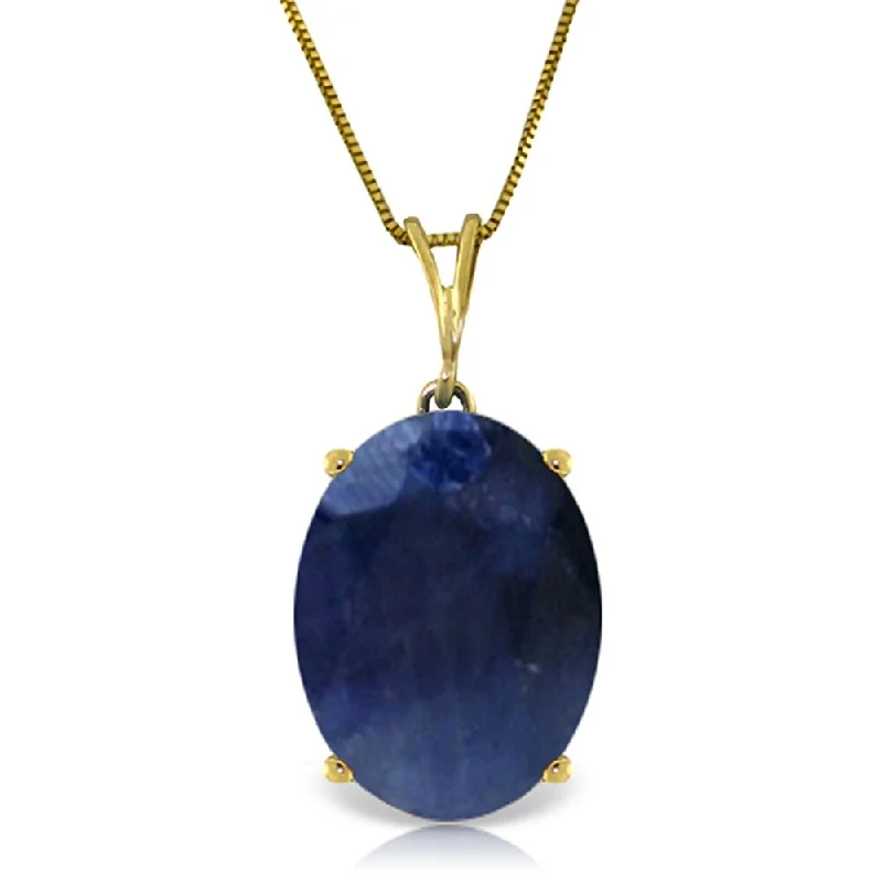 Coiled thread necklaces-8.5 Carat 14K Gold Necklace Natural Oval Sapphire