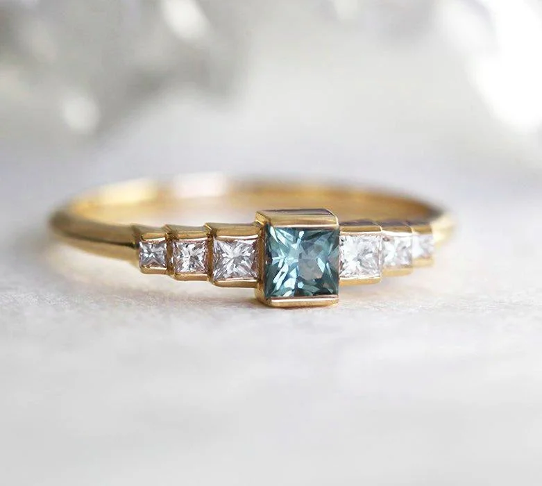 Crystal-twisted engagement rings-Montana Sapphire Diamond Ring