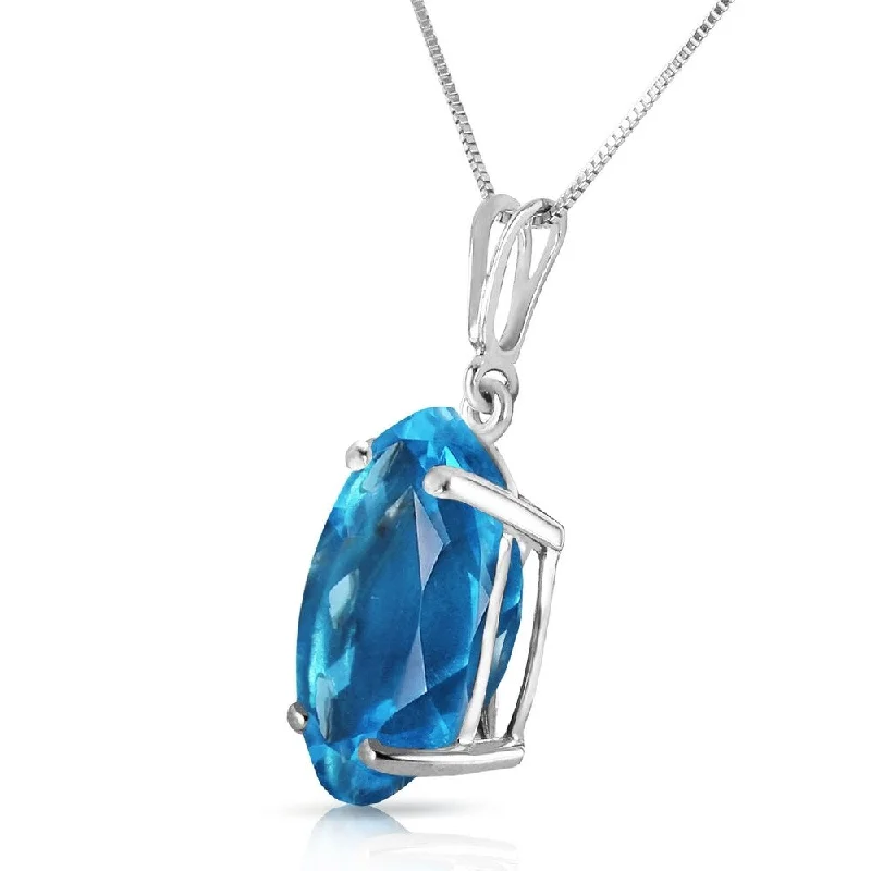 Stellar sign necklaces-8 Carat 14K Solid White Gold Necklace Oval Blue Topaz