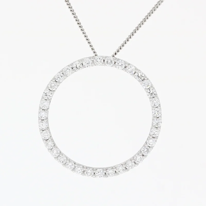 Worn lock engagement rings-18ct White Gold Diamond circle pendant on a chain