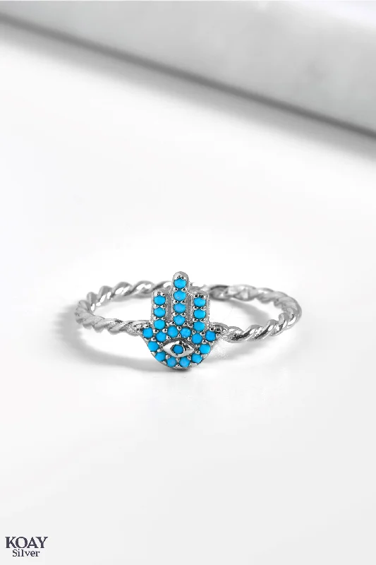 Fluid gem rings-Turquoise Hand Ring