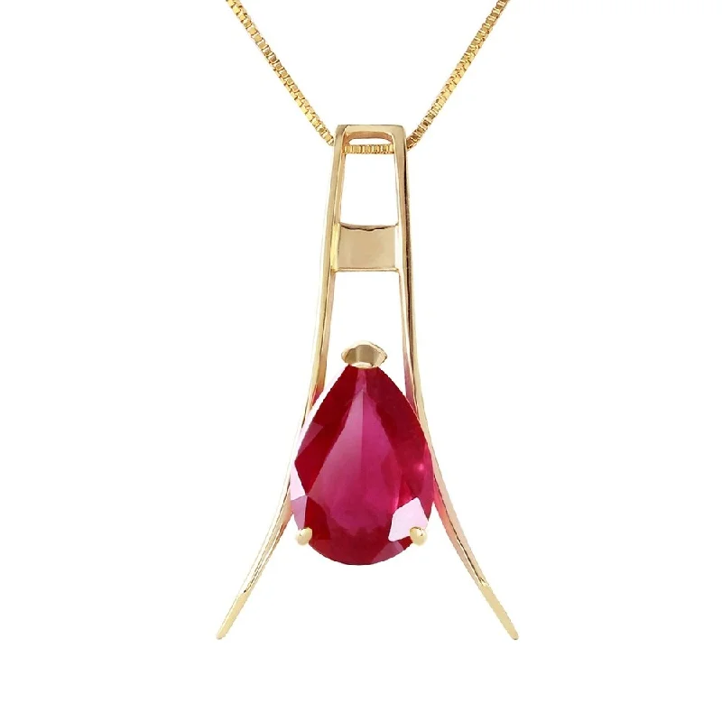 Woven cord necklaces-1.5 Carat 14K Gold Beyond The Bridge Ruby Necklace