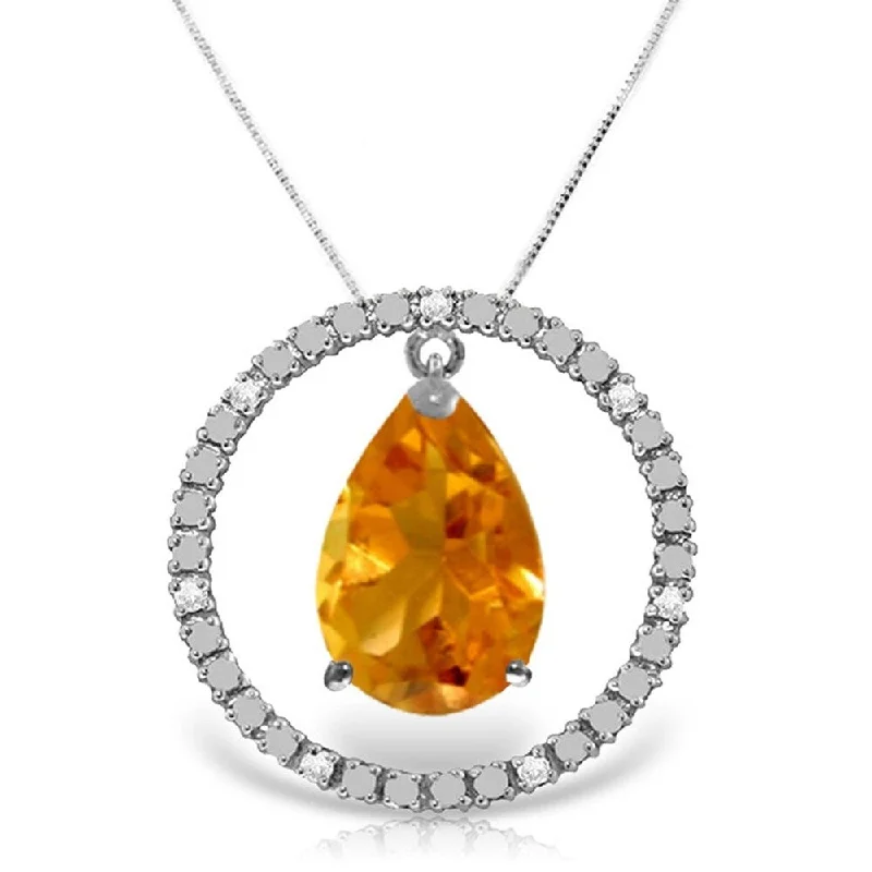 Mist bead necklaces-6.6 Carat 14K White Gold Diamond Citrine Circle of Love Necklace