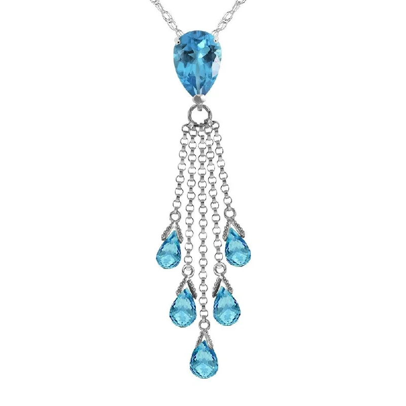 Silk cord necklaces-7.5 Carat 14K White Gold Tip of My Tongue Blue Topaz Necklace