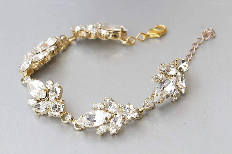 Sleek gem bangles-CRYSTAL BRIDAL BRACELET