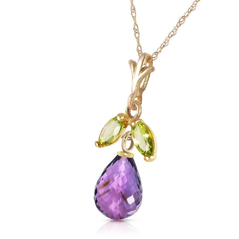 Leaf charm necklaces-1.7 CTW 14K Solid Gold Education Of Love Peridot Necklace