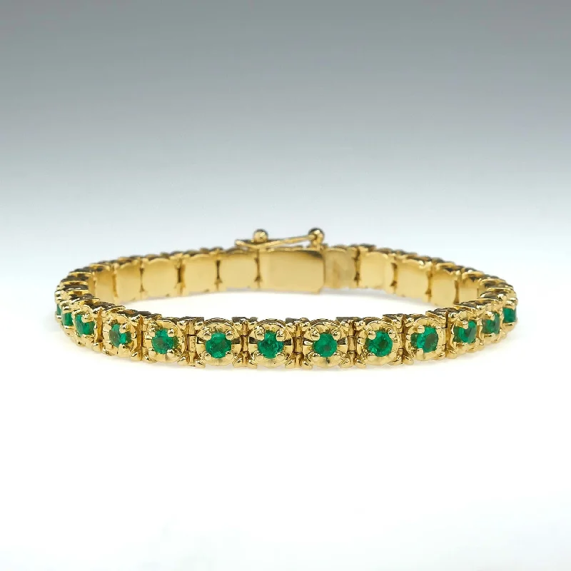 Full moon bangles-Emerald Tennis Bracelet in 18K Yellow Gold