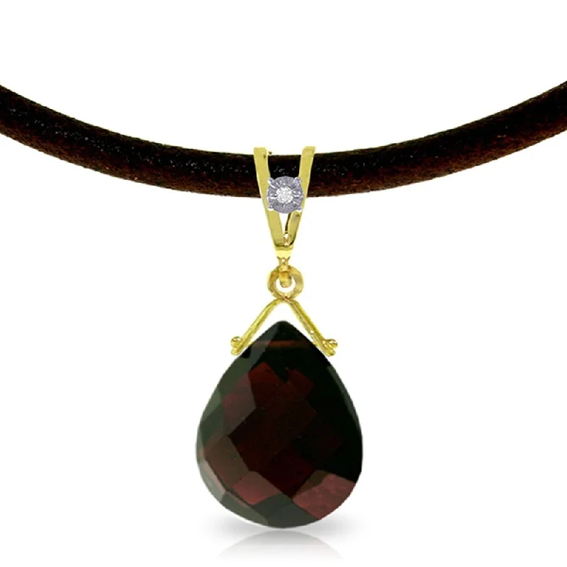 Neat-line necklaces-6.51 Carat 14K Solid Gold Attraction Garnet Diamond Necklace