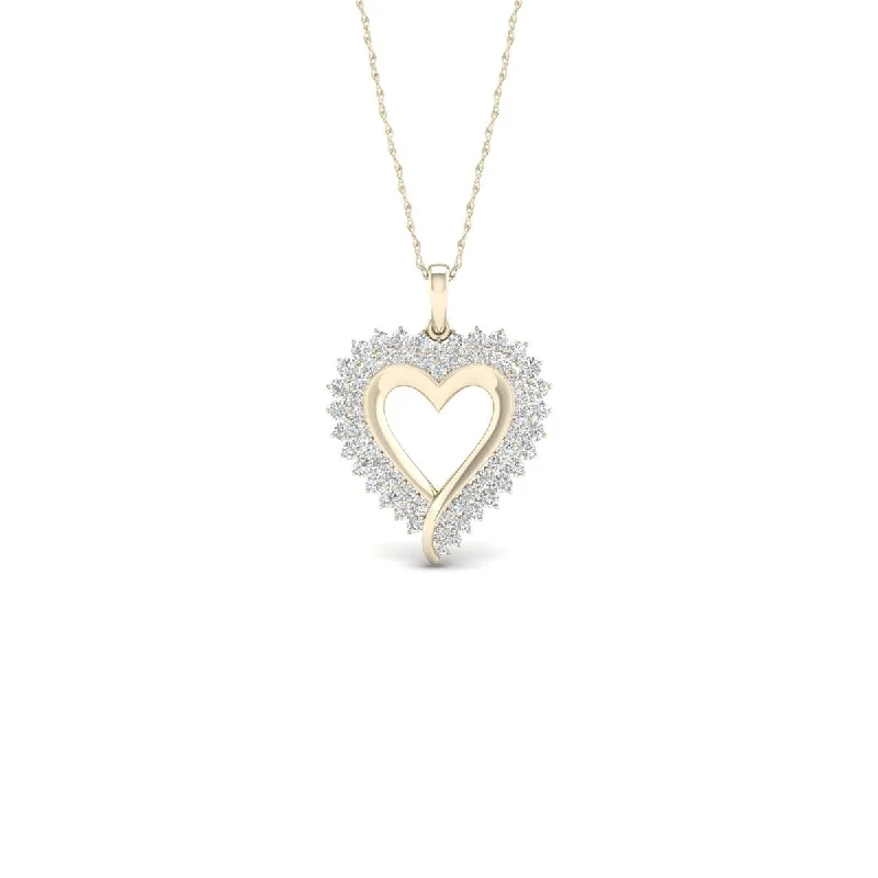 Petal design necklaces-De Couer 10k Yellow Gold 1/2ct TDW Diamond Heart Necklace - Rose