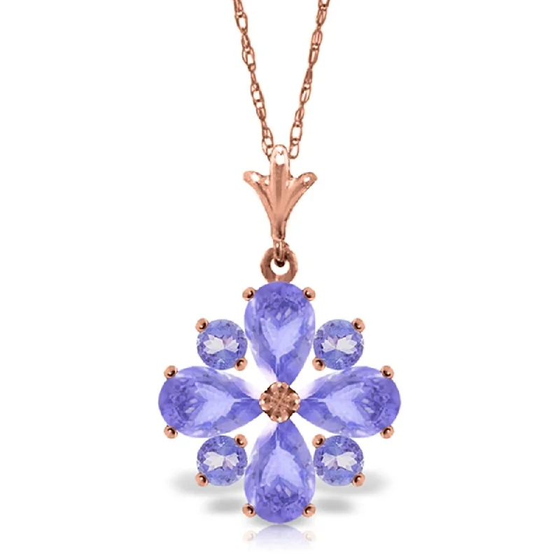 Smooth disc necklaces-2.43 Carat 14K Rose Gold Spring Tanzanite Necklace