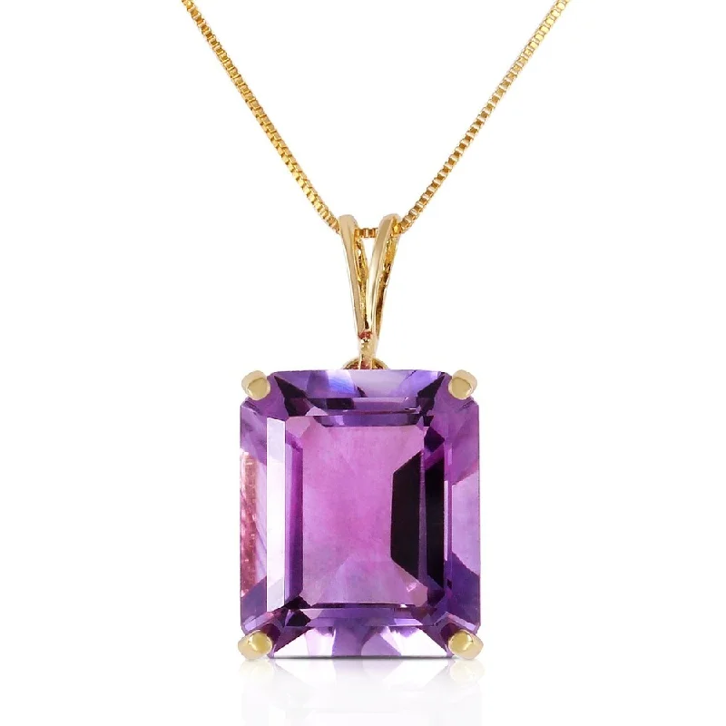 Eight-strand necklaces-6.5 Carat 14K Solid Gold Necklace Octagon Purple Amethyst