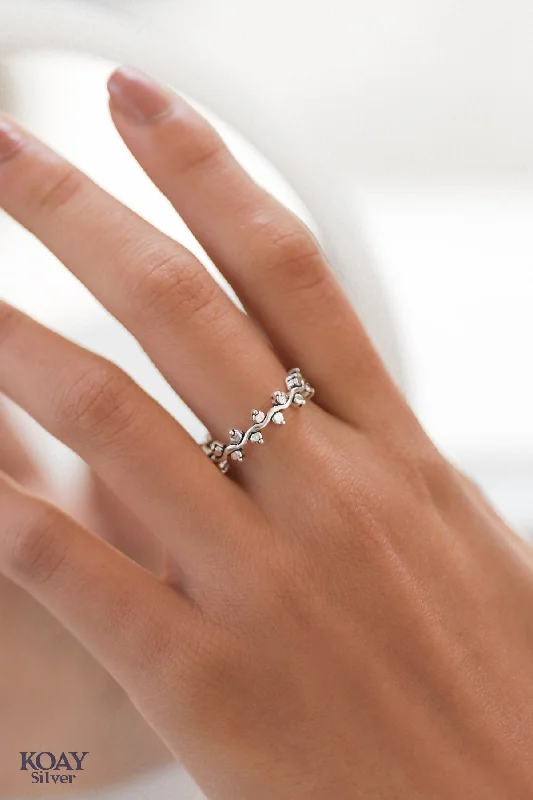 Flat knot rings-Leaf Ring