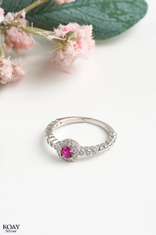 Petal design rings-Zircon Ring (044-Pink)