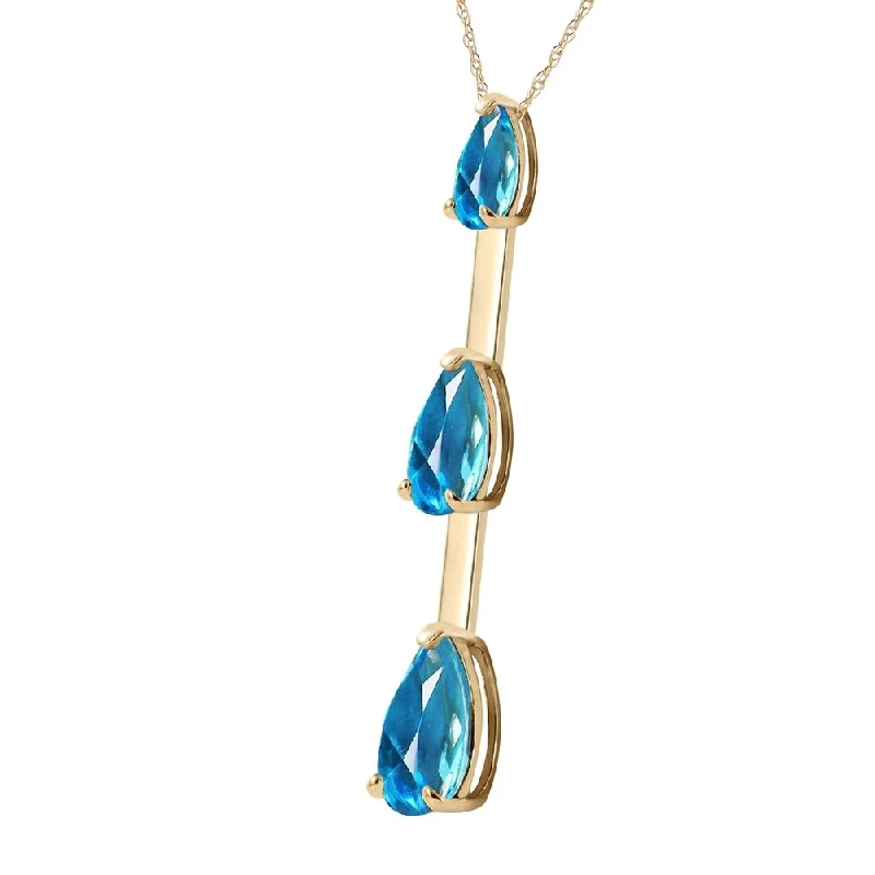 Dainty charm necklaces-1.71 Carat 14K Solid Gold First Light Blue Topaz Necklace