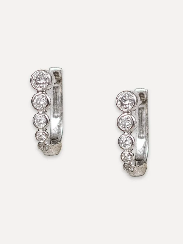 Radiant gem earrings-14K Graduated Diamond Horseshoe Huggies