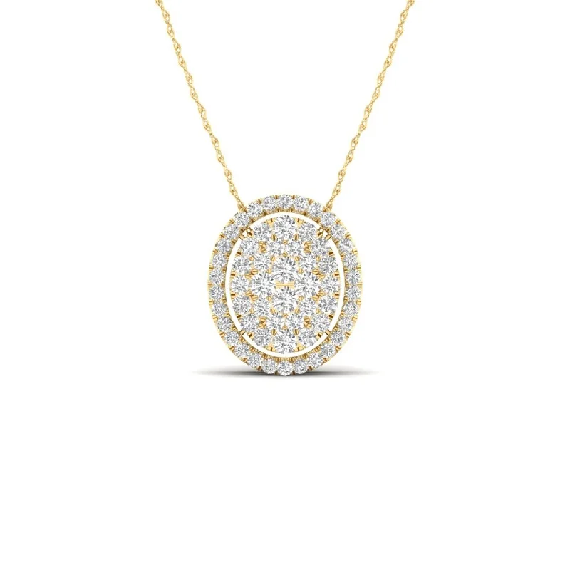 Patina bronze necklaces-De Couer IGI Certified 14K Yellow Gold 1/3ct TDW Diamond Halo Necklace