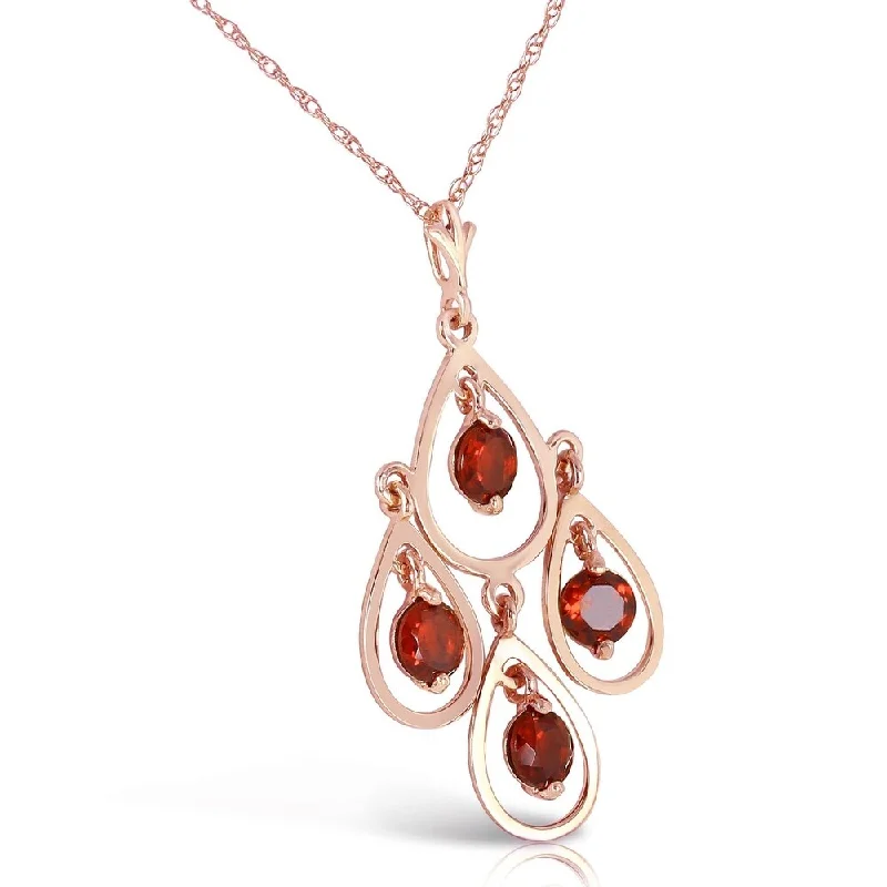 Ruby gem necklaces-14K Solid Rose Gold Necklace with Natural Garnets