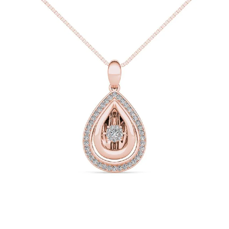 Solid link necklaces-De Couer IGI Certified 10K Rose Gold 1/5ct TDW Dancing Diamond Necklace - Pink