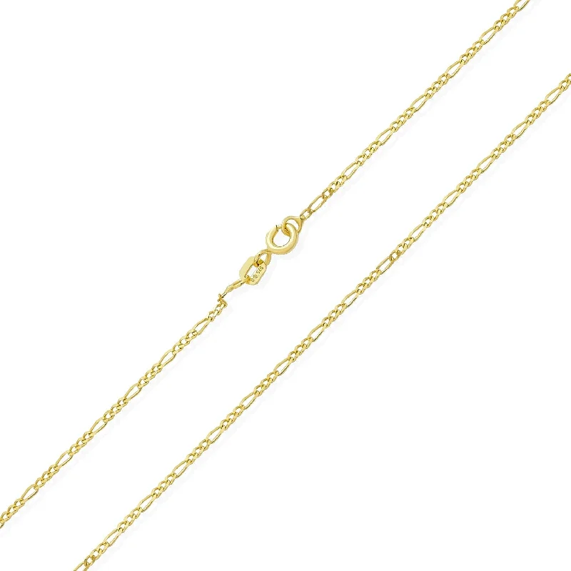 Glossy pearl necklaces-Unisex 14K Gold Overlay Sterling Silver Figaro Chain Necklace 14-24 In