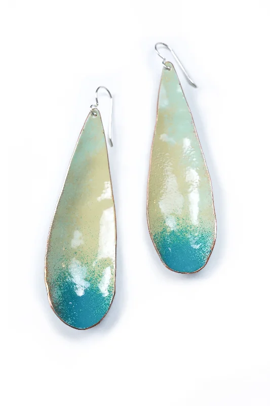 Deco charm earrings-Long Chroma Earrings in Soft Mint and Bold Teal