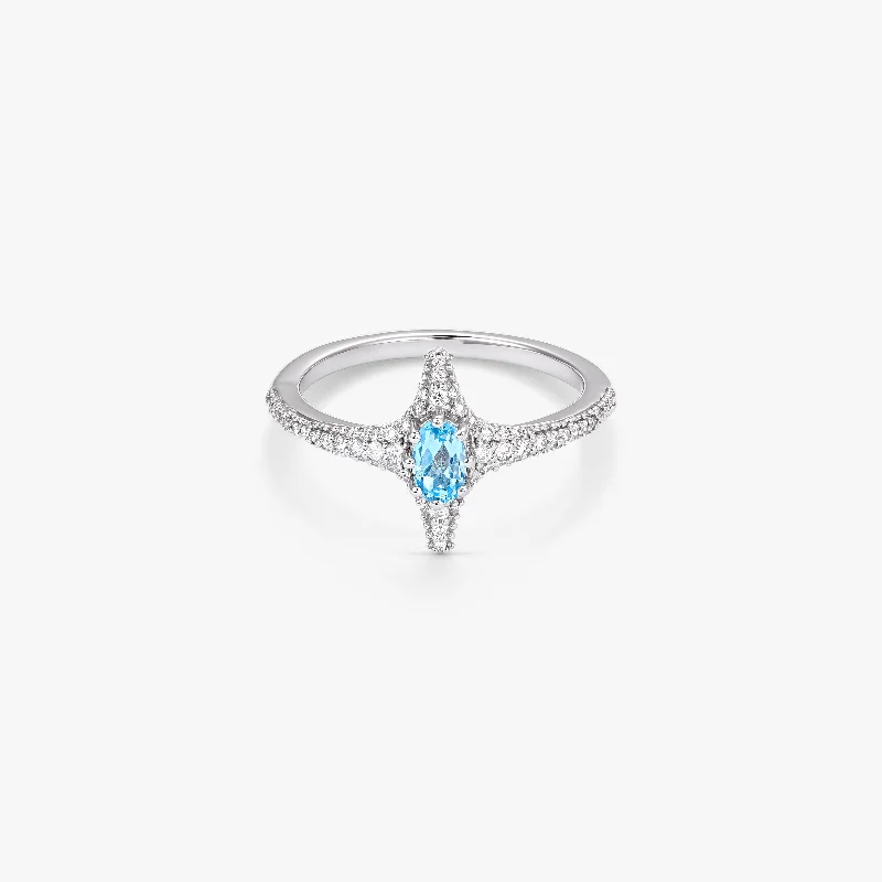 Sleek band rings-Selene Blue Topaz Ring