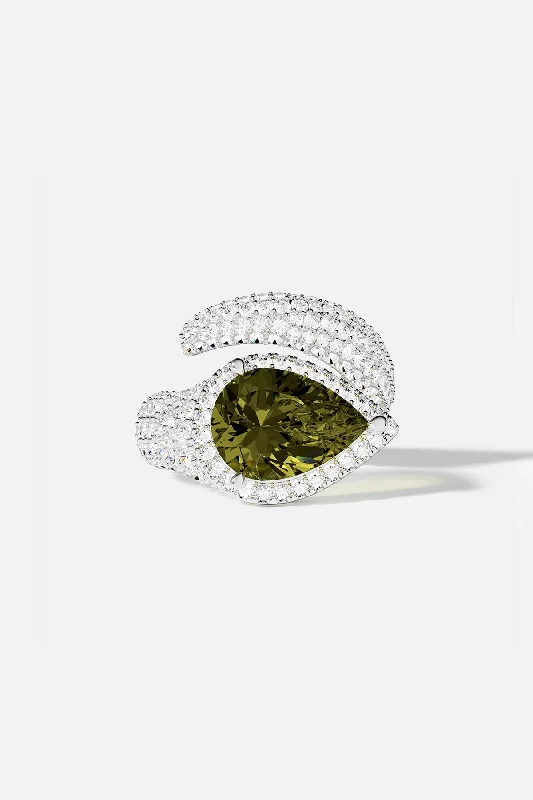 Heavy gem rings-Khaki Pear Ring