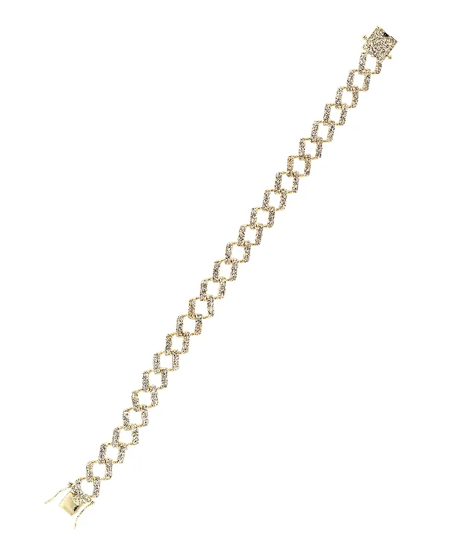 Gem strand bangles-Men's Chain Link Bracelet w/ Cubic Zirconia