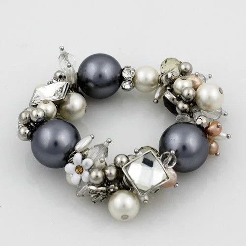 Astro theme bangles-Chunky Grey Pearl Bracelet