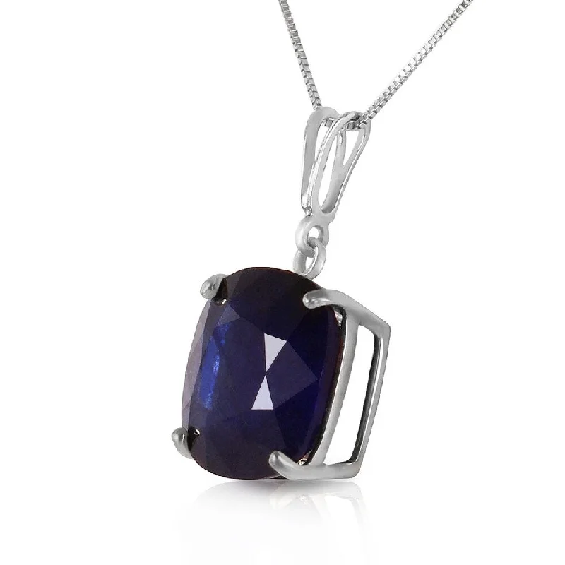 Elastic thread necklaces-4.83 Carat 14K Solid White Gold Necklace Cushion Shape Sapphire